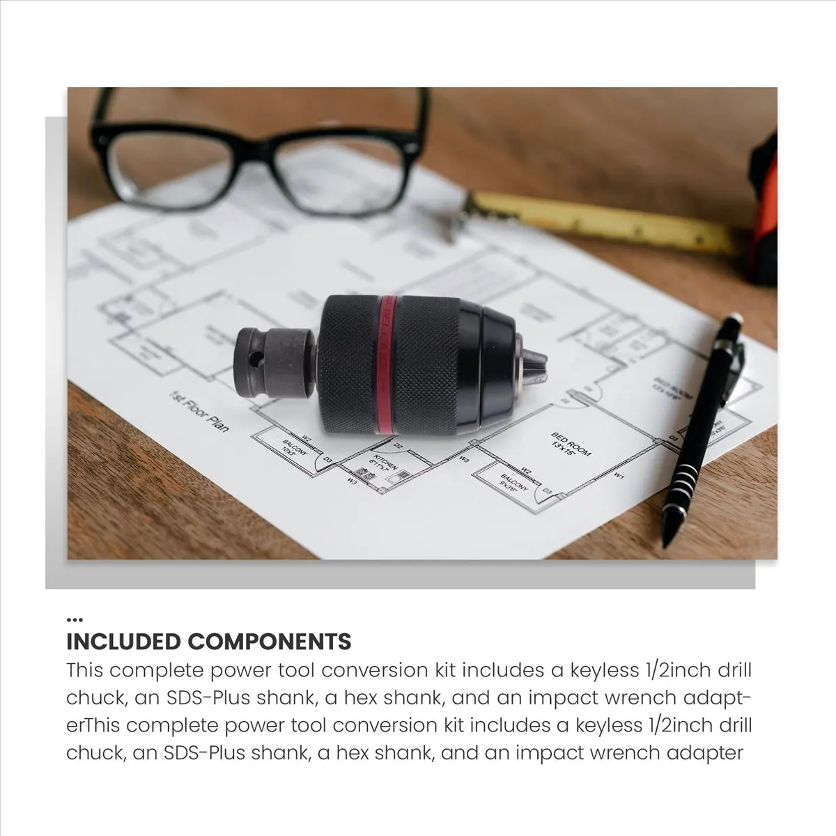 

Идеальный быстрозажимной патрон для дрели 1.5-13 мм, 1/2 дюйма-20UNF, с хвостовиком SDS-Plus, шестигранным хвостовиком 1/4 дюйма, адаптером для квадратного ключа 1/2 дюйма