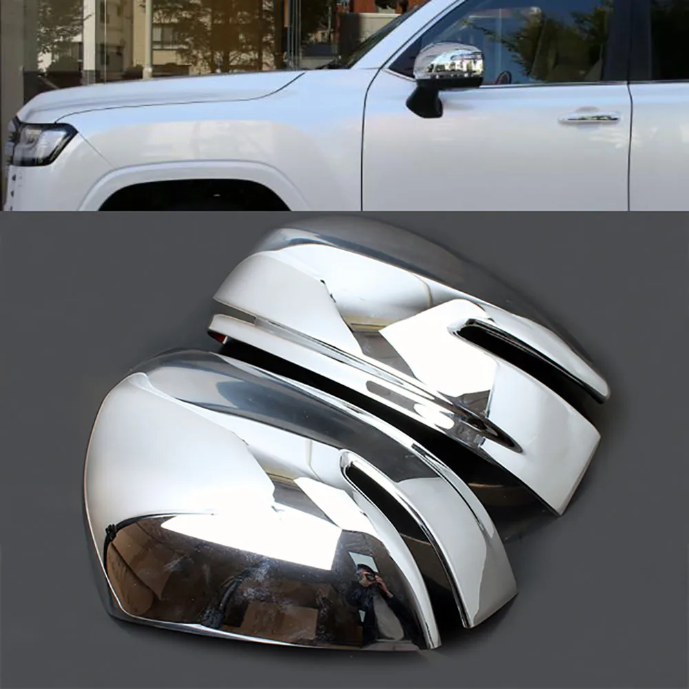 For Toyota Land Cruiser 300 Series LC300 2022 ABS Chrome Side Wing Rear View Rearview Mirror Cap Cover Trim Case Car Accessorie