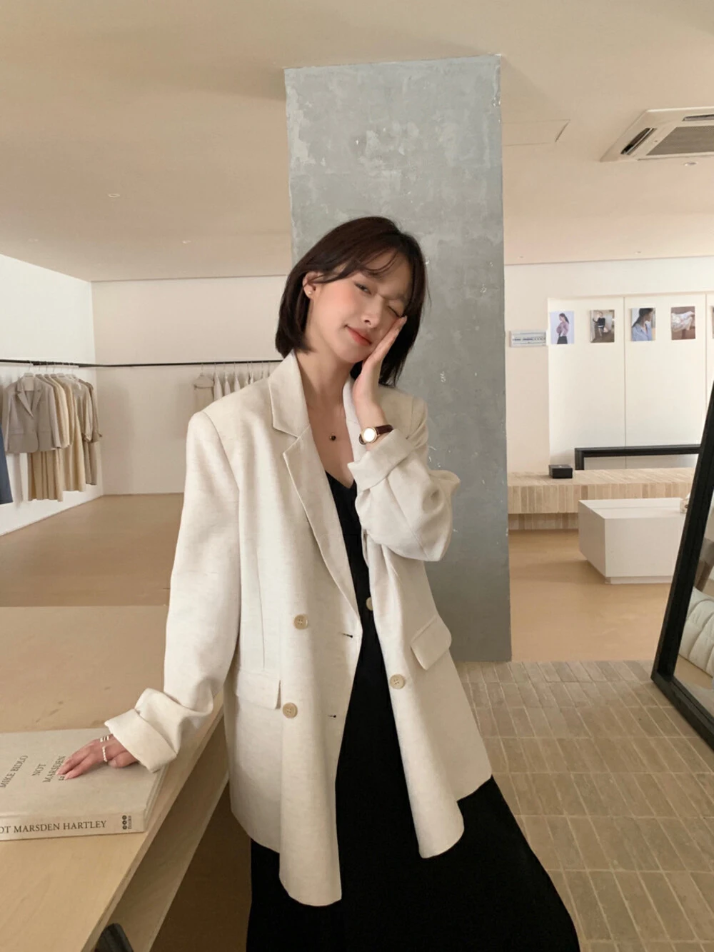 

Loose Fit Mid-Length Wed Suit Jaet Spring New Sle Casual Commute Sle Long Sve Single Button Closure Color