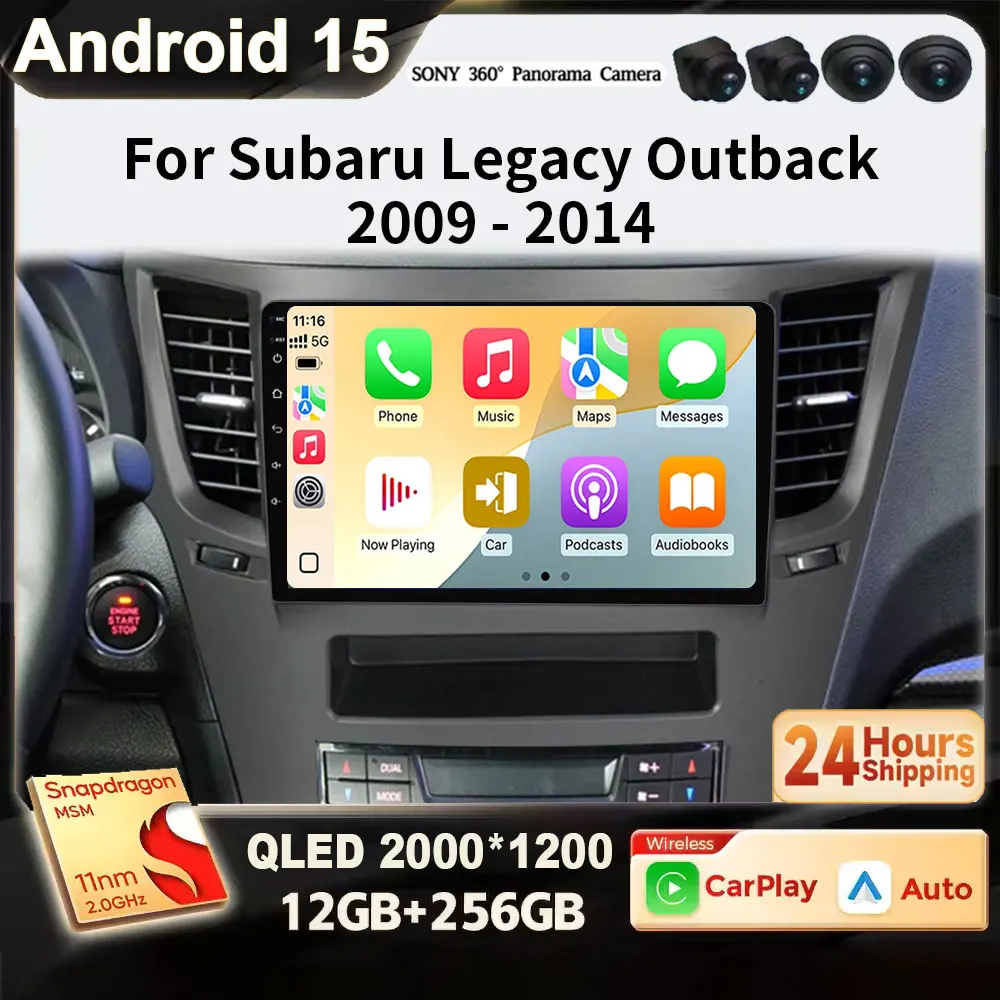 For Subaru Outback 4 BR Legacy 5 2009 - 2014 Android 15 Carplay Auto Car radio Multimedia Player 4G Autoradio 2din Unit screen