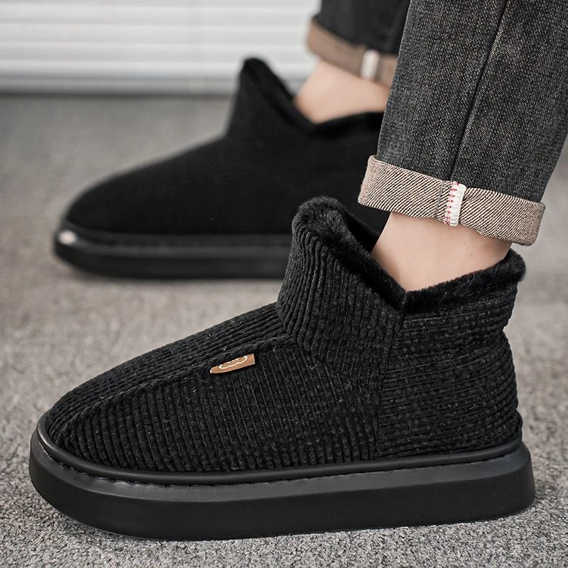 

2025 Winter New Thickened Fleece Lined Warm Men Snow Boots Korean Minimalist Outdoor Casual Cotton Anti Slip