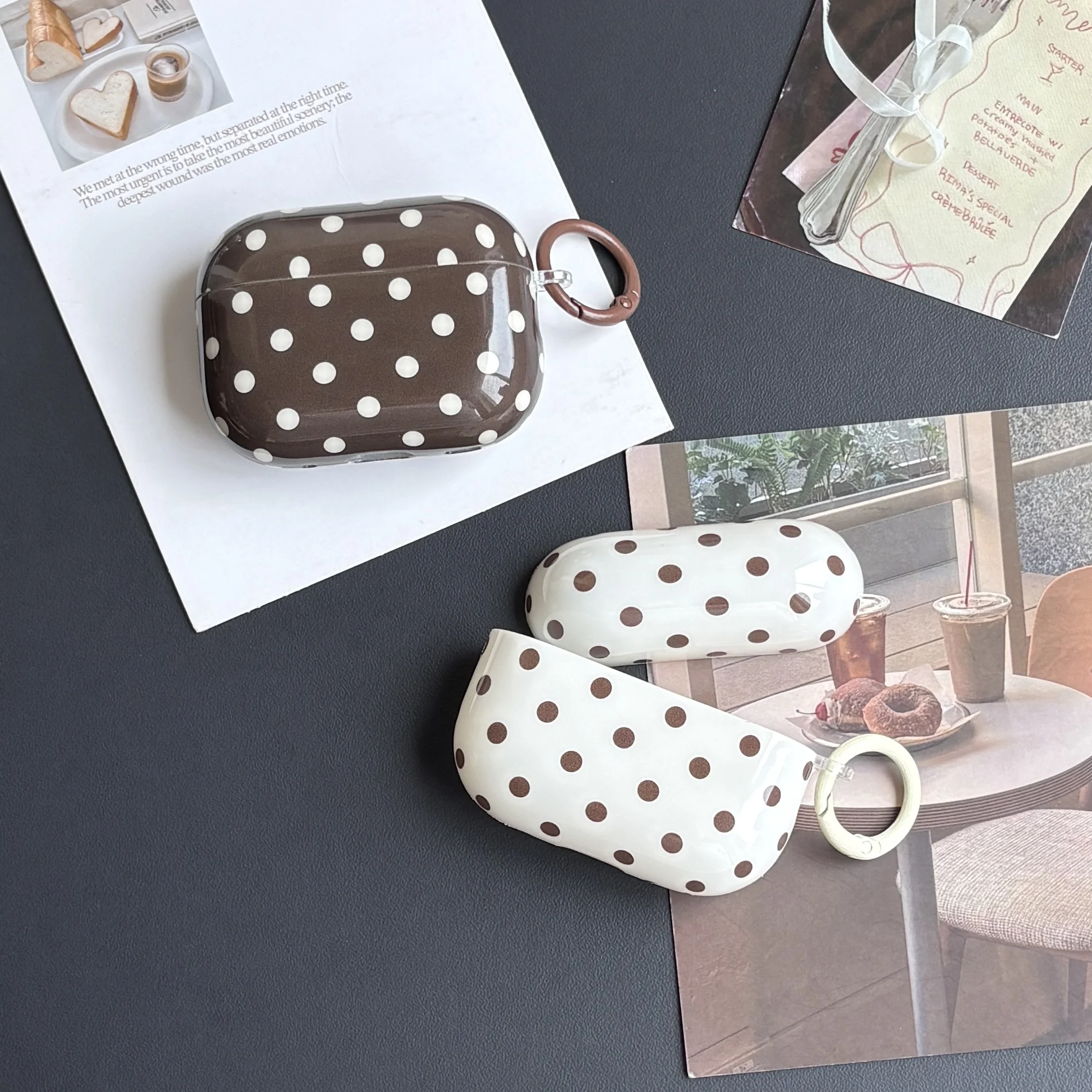 Simple Classic Polka Dot Pattern Twelve Colors Protective Earphone Case Cover Case For AirPods 1 2 3 4 Pro Pro2 Pro3 with Ring view 2