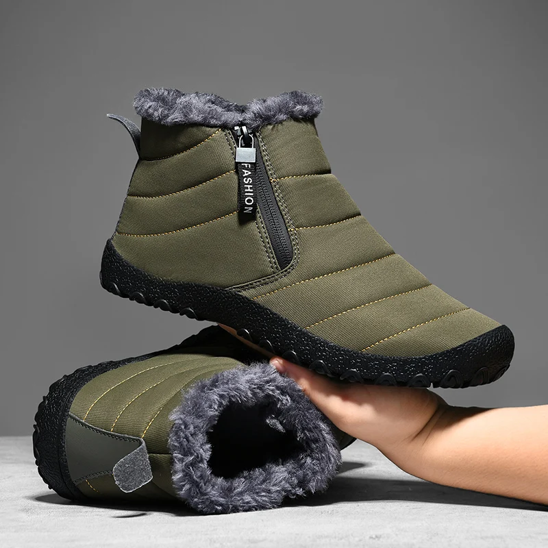 2023 Winter Booties Men Snow BareFoot Casual Shoes Outdoor Work Shoes Ladies Warm Fur Men Ankle Shoes Male Snow Boots Plus Size