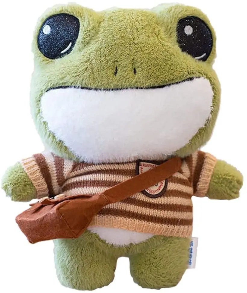 Cute Frog Plush Toy with Big Eyes for Girls Boys Lalafanfan Duck Frog Doll Toy Stuffed Animals Plush Soft Frog for Kids Birthday