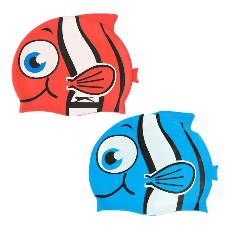 

Kids Cartoon Fish Swim Caps Waterproof Swim Caps Swimming Hat Soft Silicone Swim Bathing Caps For Swimming Lessons Beach Water