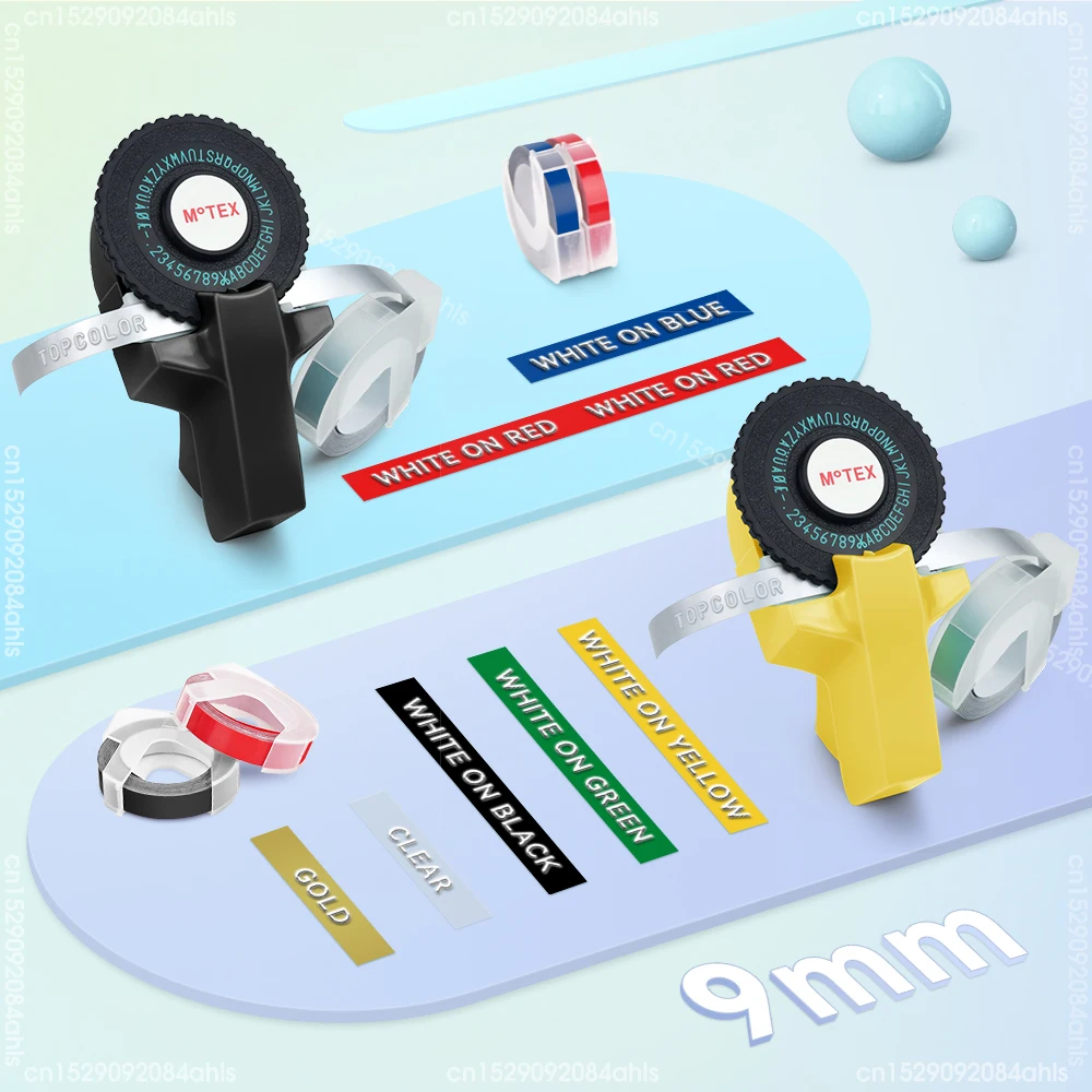 Portable Mini Printer Motex E101 Manual Typewriter Handheld Adhesive Labeller with Plastic 3D Label DIY Label Sticker