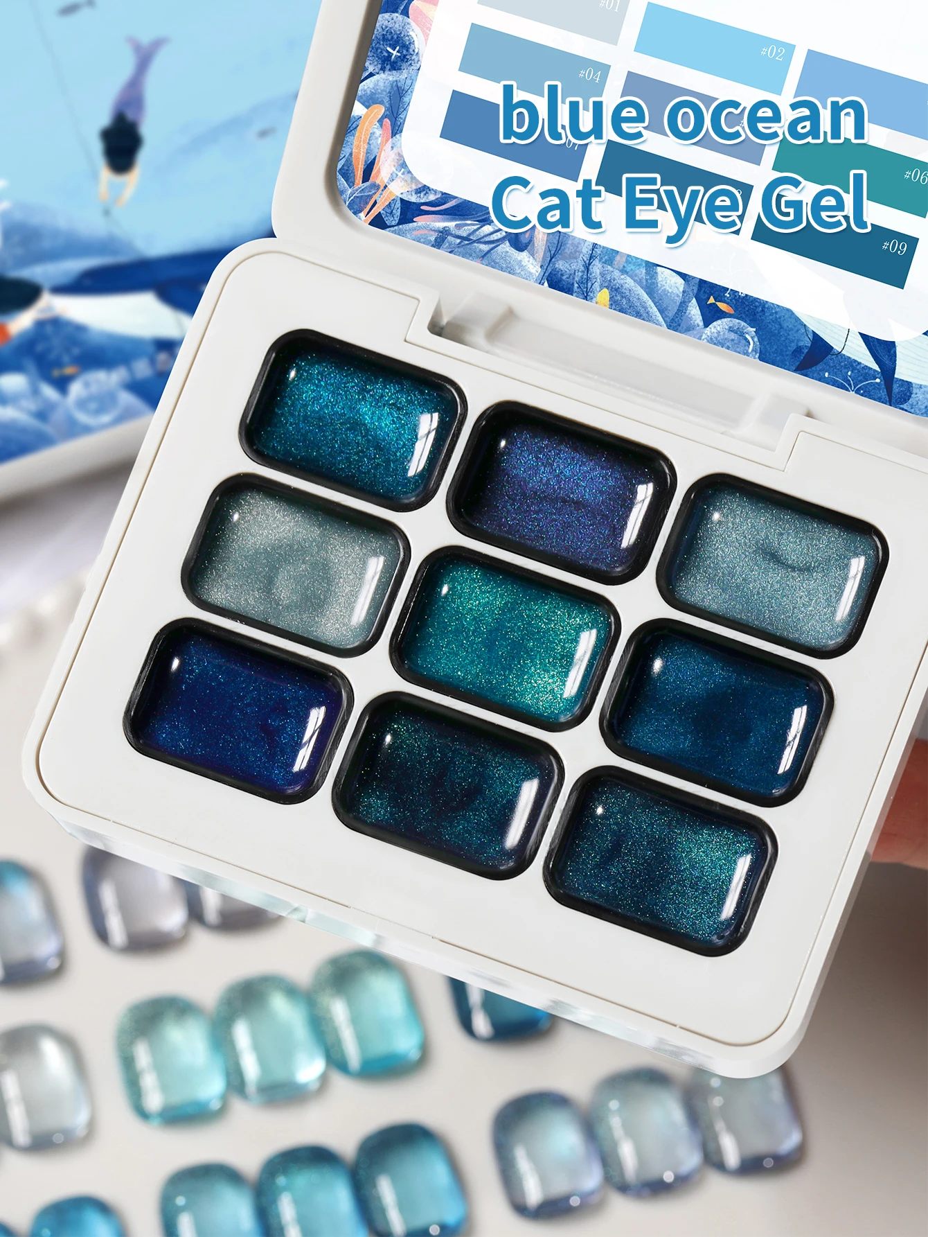 9 Colors Semi-Solid Nail Polish Glue Nail  Cat Eye Patter Glue Smudges Canned High Saturation Popular Semi-solid Nail Polish Glu