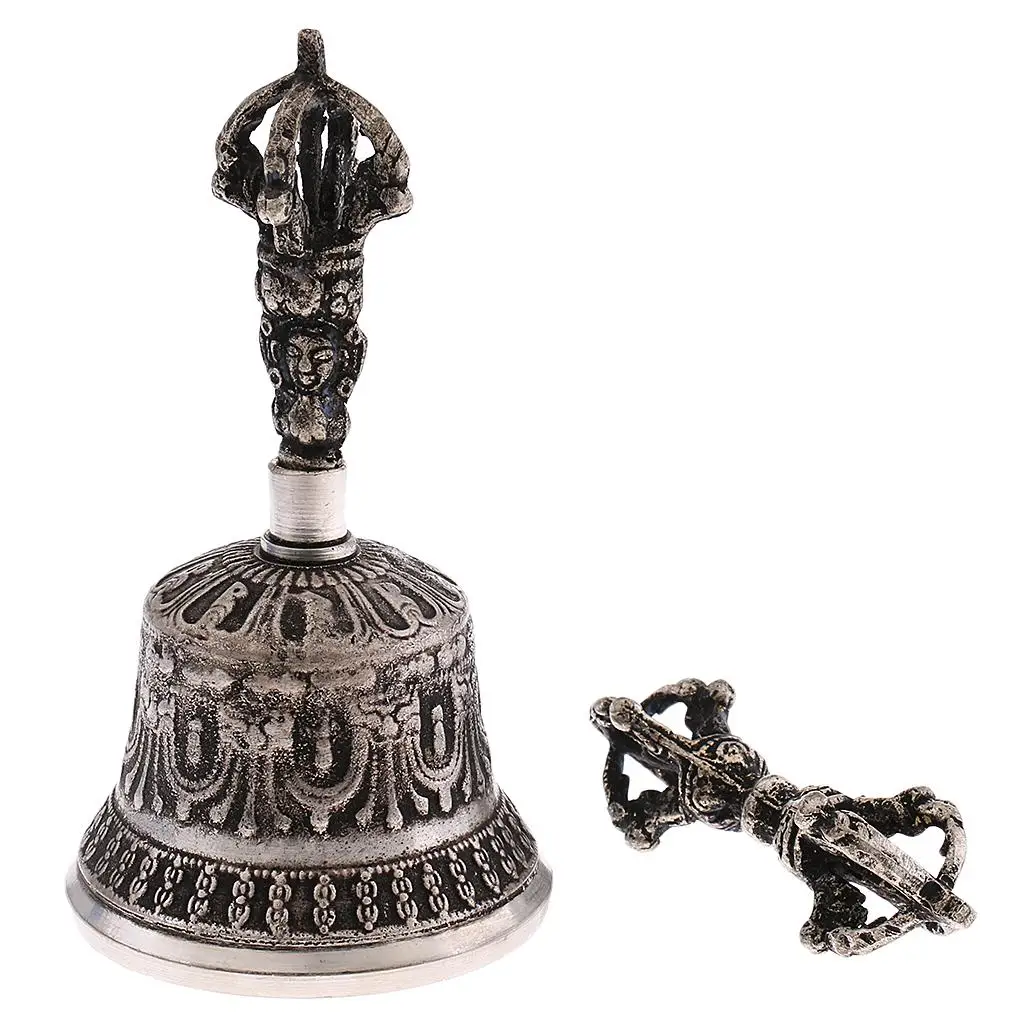 Tibetan Vajra Bell Copper Dorje Set Spiritual Meditation Bell Buddhist Instrument for Temple Practice