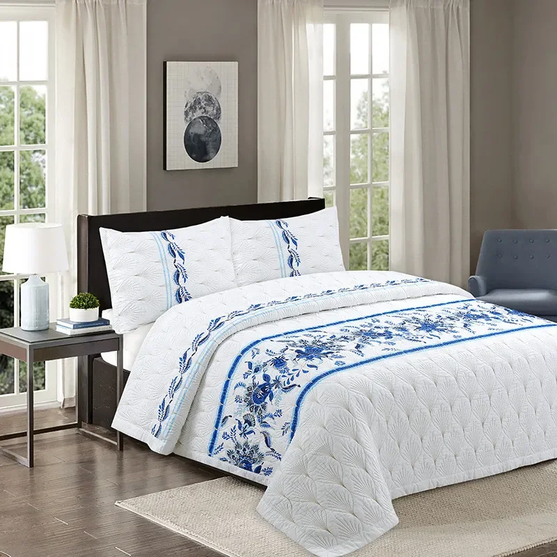 Chinese Style Cotton Quilt Set 3Pieces Bedspread on The Bed Linen Quilted Blanket Padded Bed Cover Coverlet Hotel Home Bedding