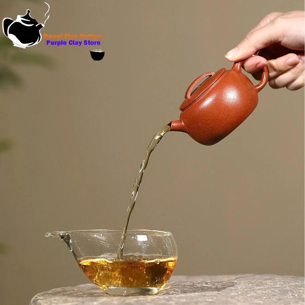 Tetera de arcilla púrpura hecha a mano Yixing, mineral original, barro inclinado, caño de remo, azulejo Han, juego de té de Kung Fu, tetera china