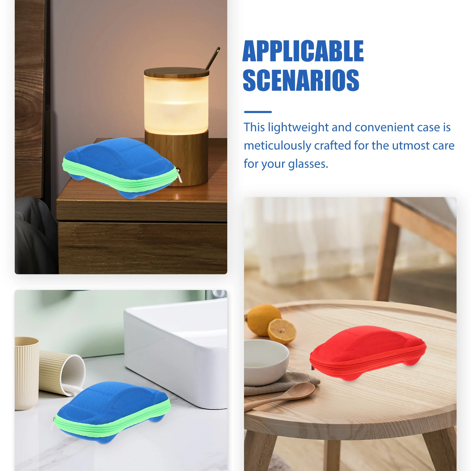 

2pcs Car Shape Glasses Case Eva Material Durable For Sunglasses Protection Zipper Closure Adorable Style Gift Case