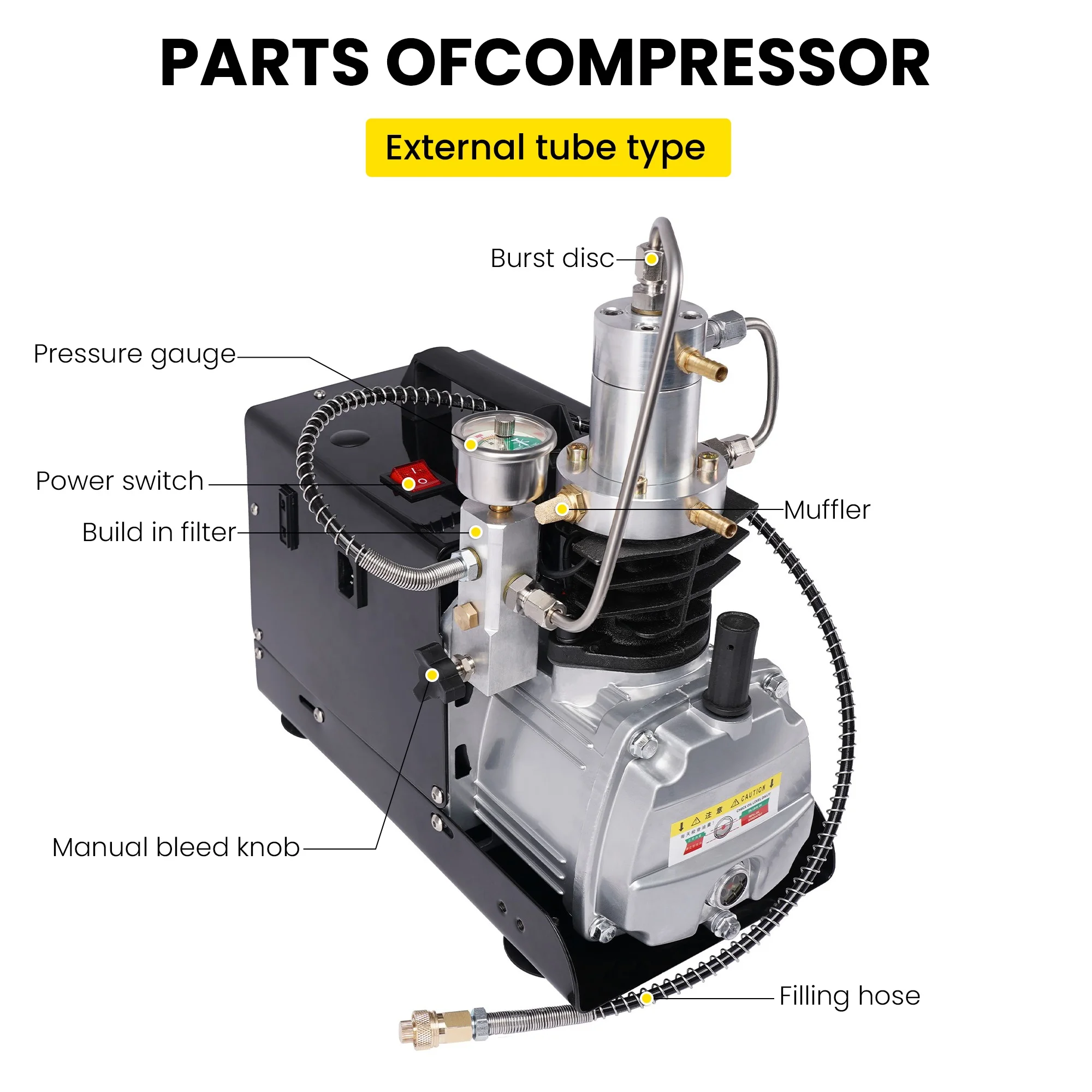 Hot Sale Auto Stop Automatic Purge110V 220V High Pressure 300Bar 30Mpa 4500Psi Convenience   Air Compressor