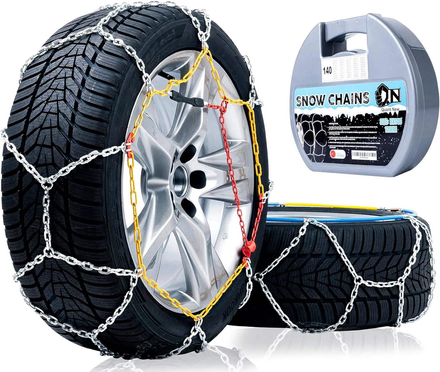 

2 PCS Snow Chains for Car SUV Pickup Truck, Fits Tire Width 205-285 MM, Easy Installation & Storage