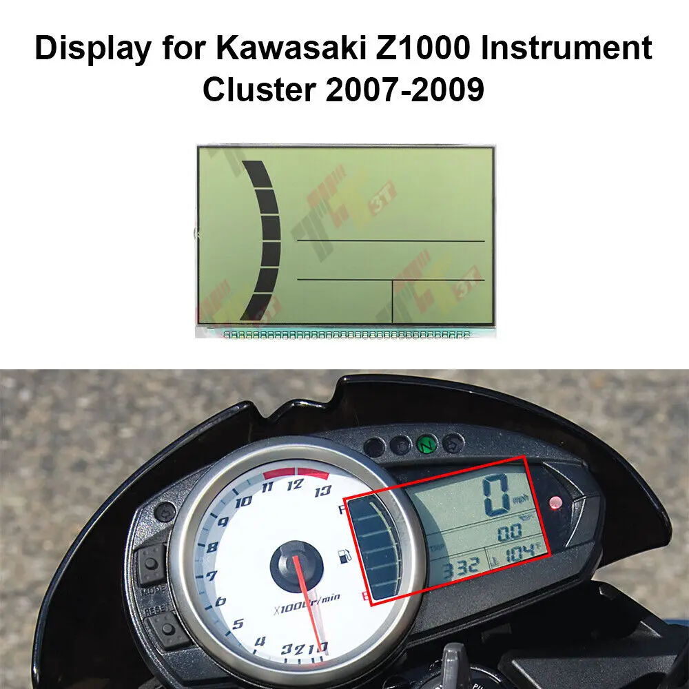 LCD Display for Kawasaki Z750 Z1000 ZX-6R Instrument Gauge Cluster Tachometer