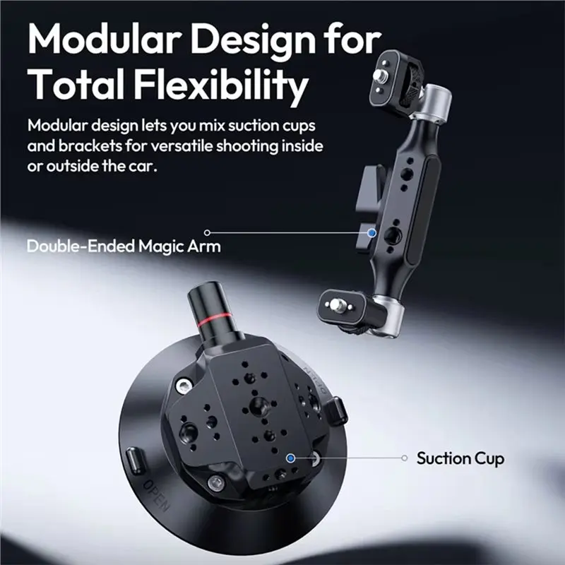 B44C TB15 Double-Ended Magic Arm Suction Cup Mount Vehicle-Mounted Camera Sucker Bracket Sturdy Flexible For Filmmakers