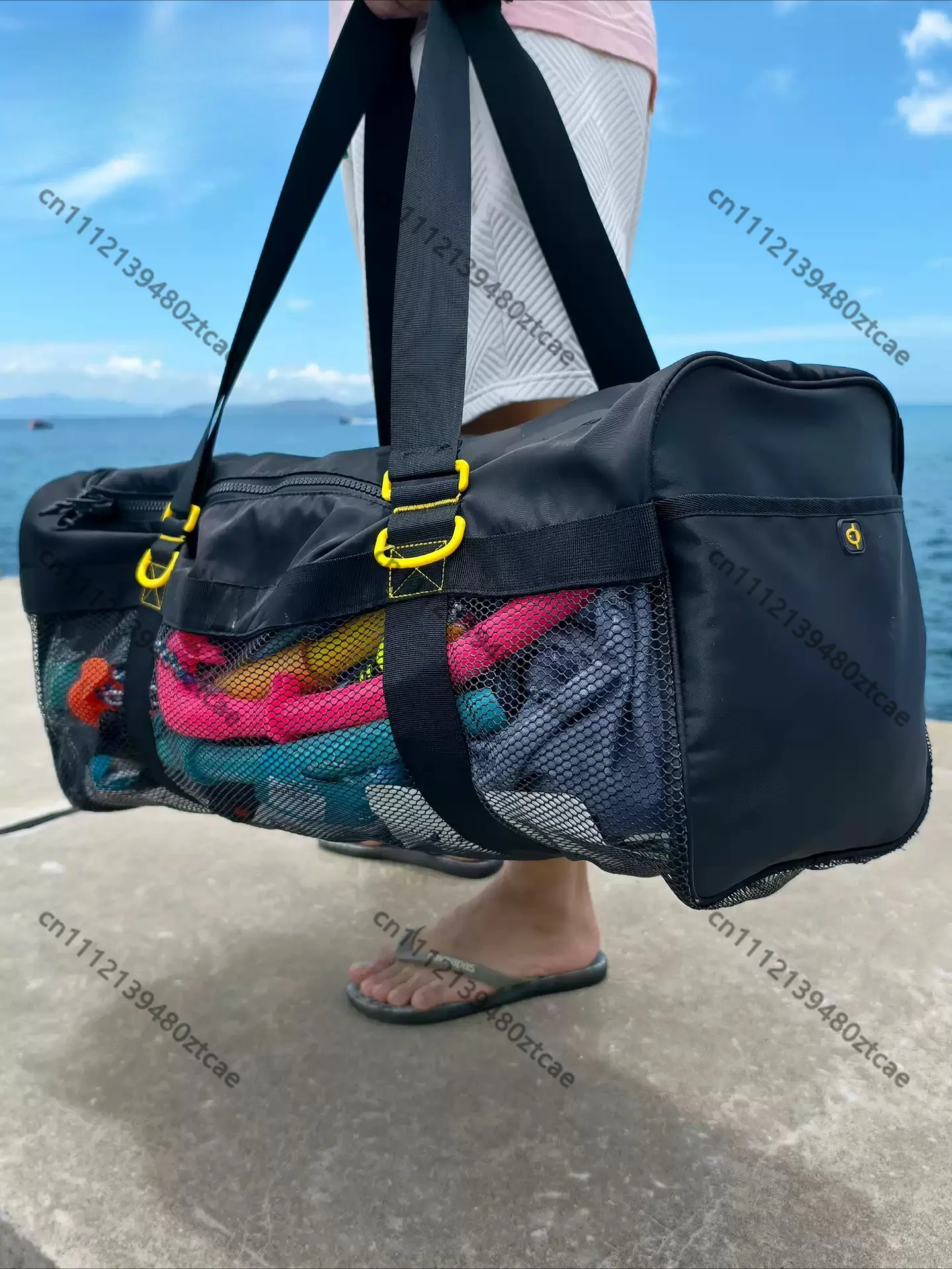 65L Large Capacity Diving Mesh Storage Bag Breathable Net Pouch For Scuba Diving Fins And Underwater Sports Equipment