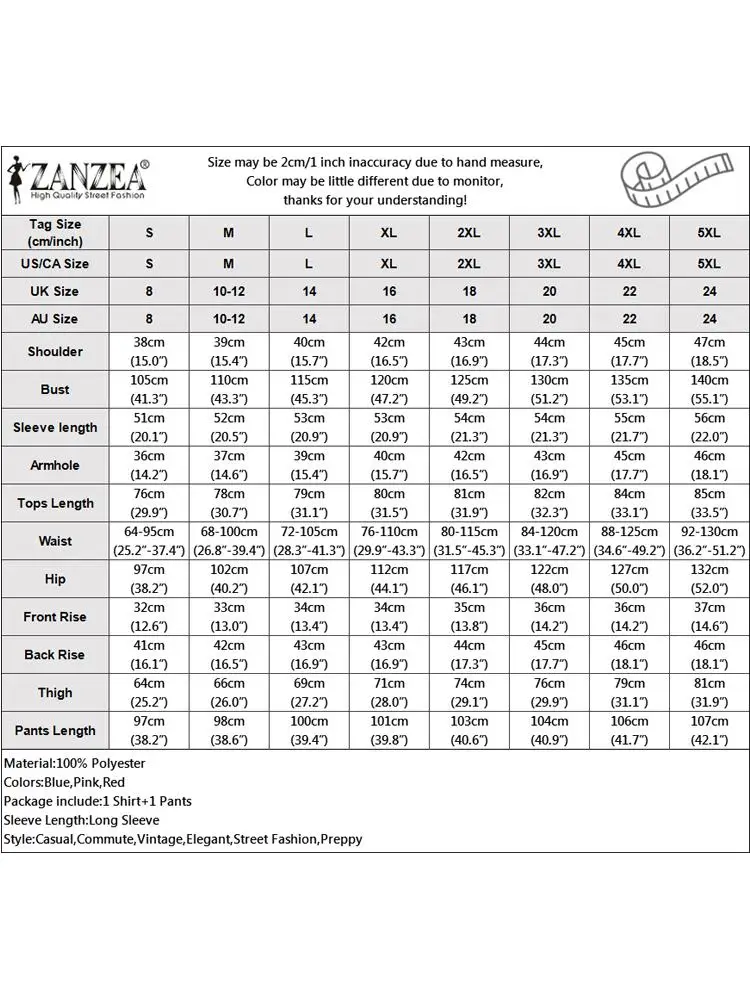 ZANZEA Women Suit Outfits Printed Long Sleeve Blouse Wide Leg Pant Fashion Oversized Streetwear Loungewear Casual Pants Sets