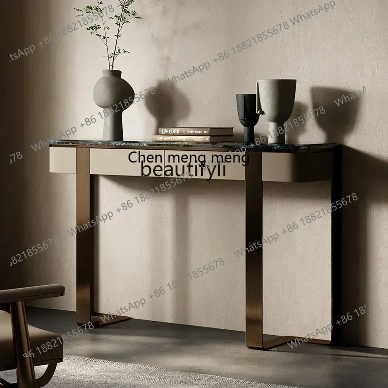 XzqItalian ضوء فاخر الرخام الطبيعي مدخل خزانة غرفة المعيشة مدخل الممر طاولات وحدة التحكم الحجرية الفاخرة #4