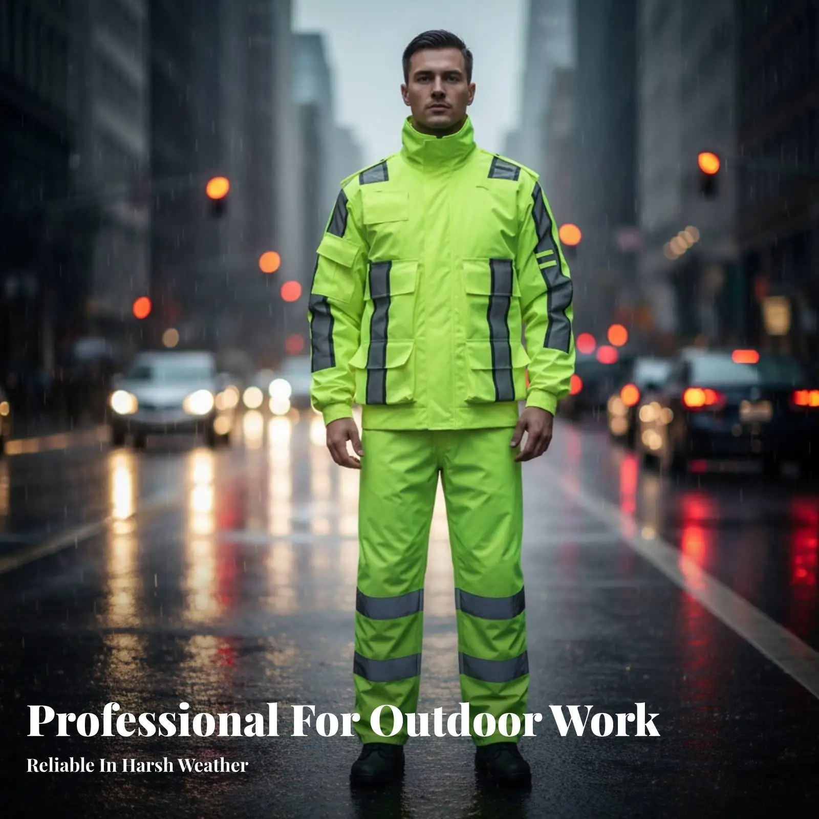 Reflective Rain Suit Long-Lasting High Visibility Rain Suit Windproof