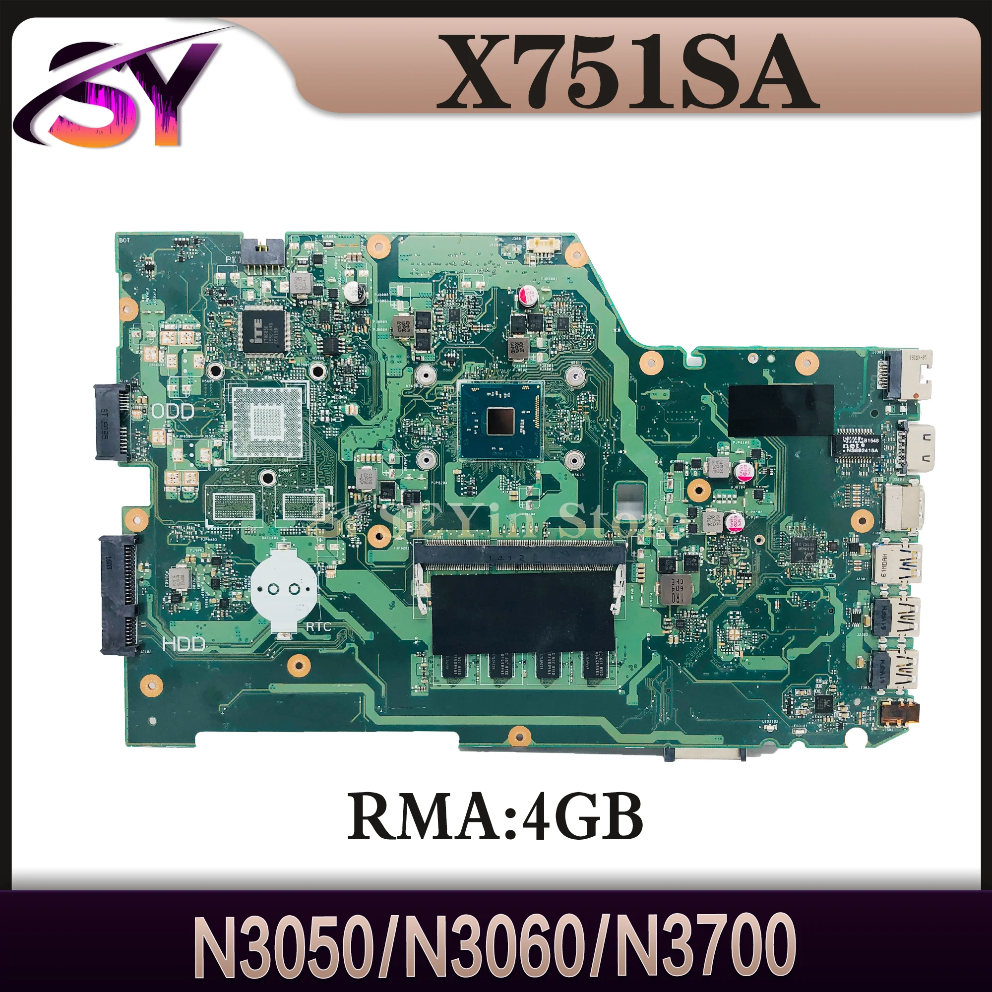 X751SA MAINboard For ASUS VIVOBOOK X751SV X751SJ X751S Laptop Motherboard WithN3050/N3060/N3700 CPU 4GB-RAM OK 100% Test