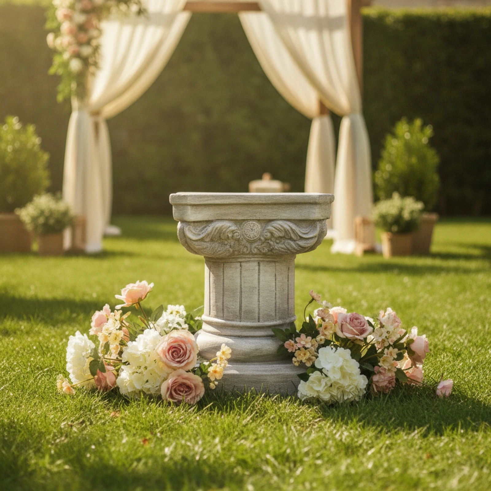 Roman Column Pedestal Classical Decorative Pedestal with Square Top Garden Column Stand Fluted Pillar Stand Compact