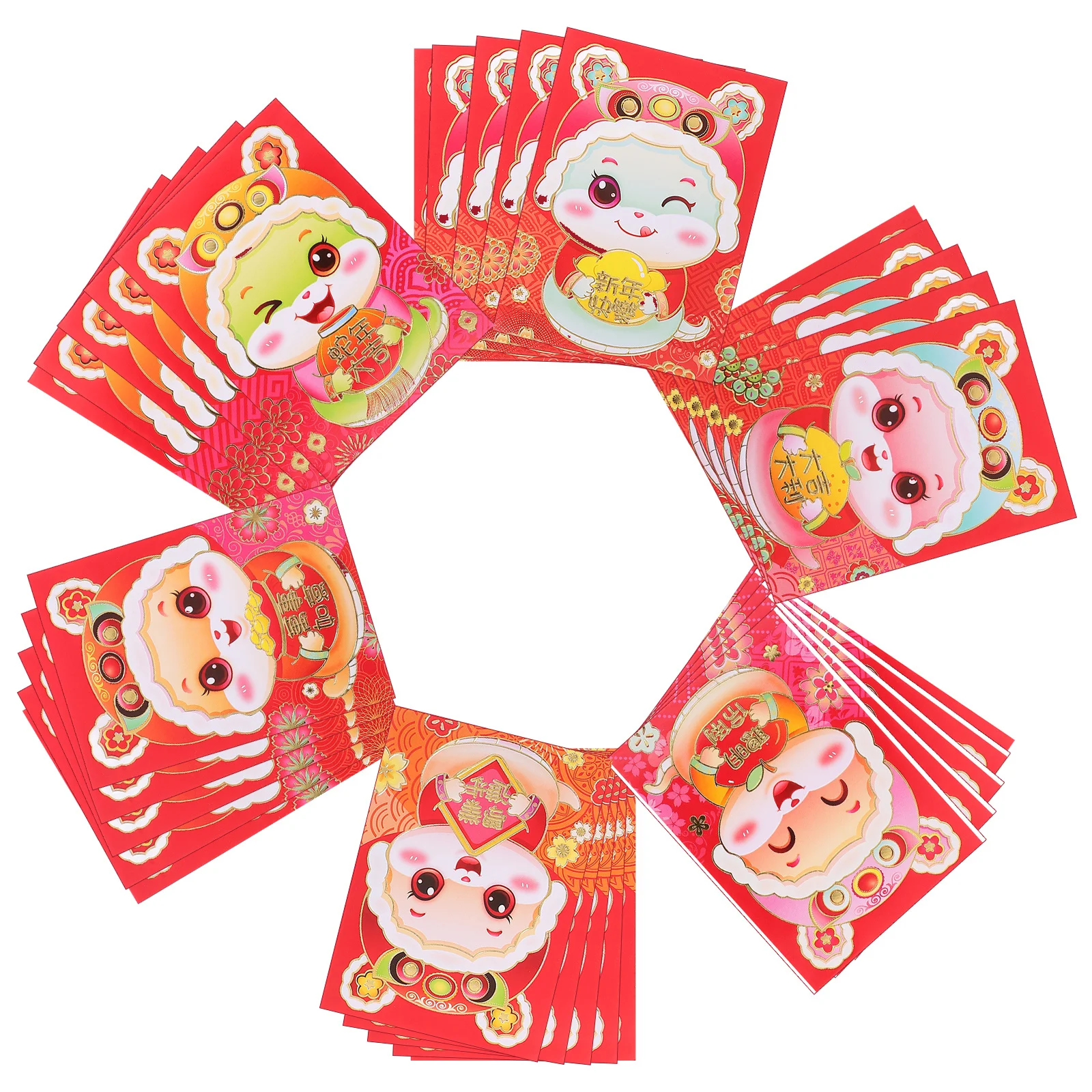 

36 шт. красных конвертов к Китайскому Новому году 2025, с мультяшным рисунком, для денежных подарков, традиционные красные пакеты для весеннего праздника