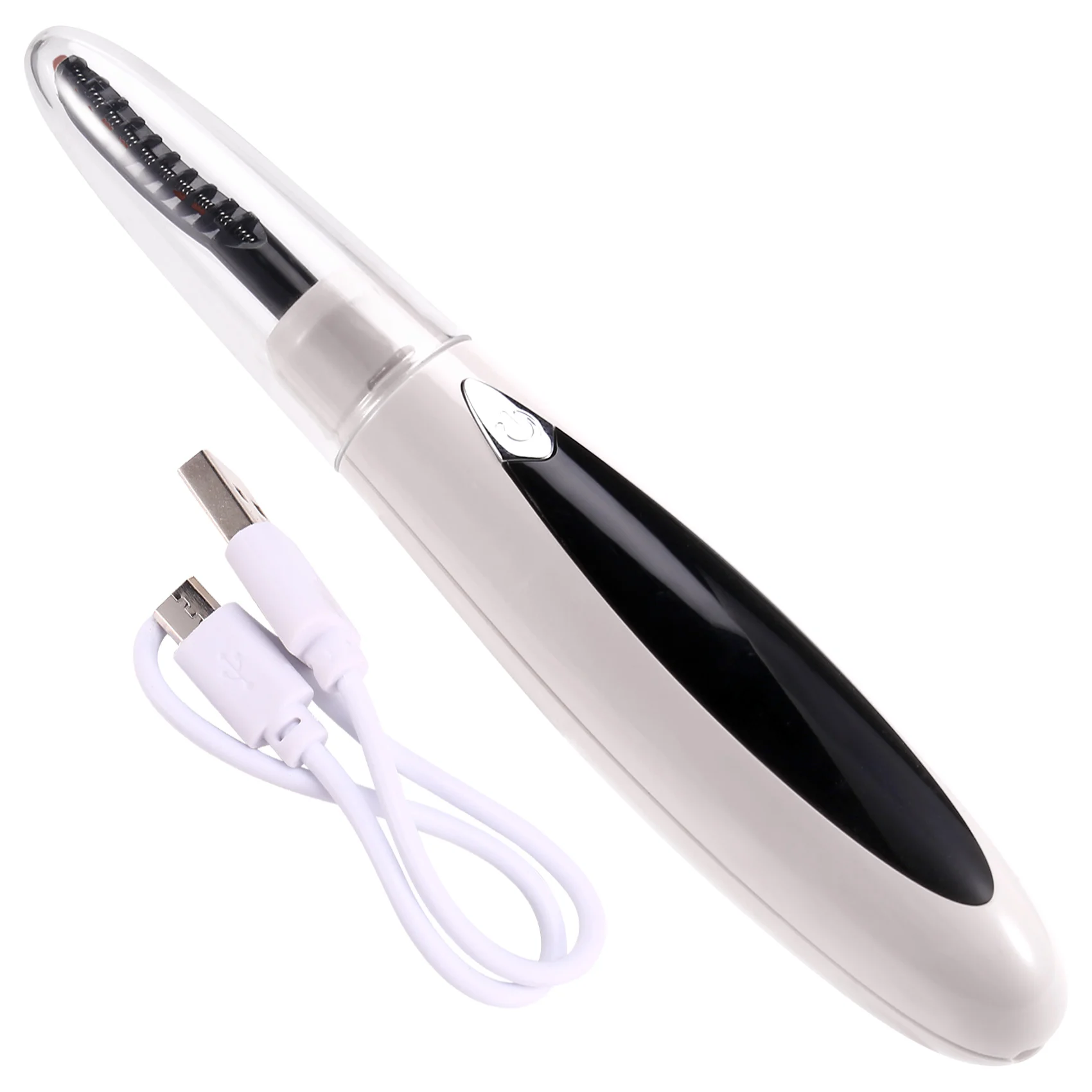 AA47 Hot Electric Heated Eyelash Curler USB Charge Makeup Curling Kit Long Lasting Natural Eye Lash Curler White