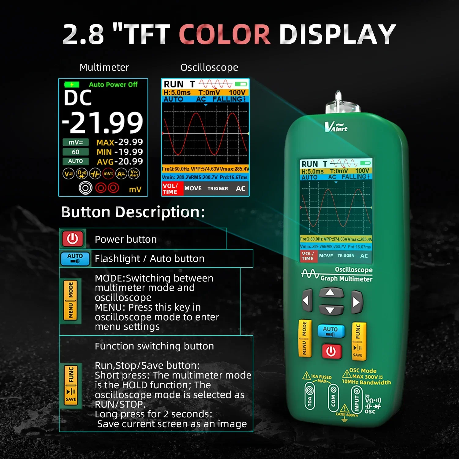 Multimetro oscilloscopio portatile Multimetro digitale professionale DC AC Elettricista Corrente Capacità Ohm Diodo Tester BSIDE O1