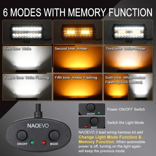 Imagen 2 del producto Barra de luz LED todoterreno de 240W y 7 pulgadas, luz de trabajo LED 4x4, 6 modos de conducción antiniebla, 12V, 24V, led lejos para ATV, camión, barco, accesorios para automóviles