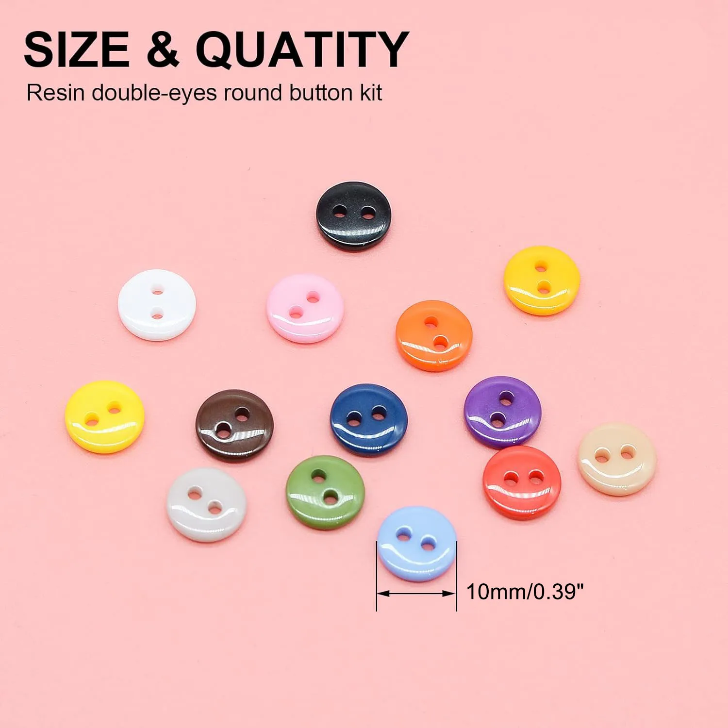 50pcs 10mm Colours Double Eye Bread Button Round Resin Sewing Buttons Diy Scrapbooking Multicolour diy costura Accessories