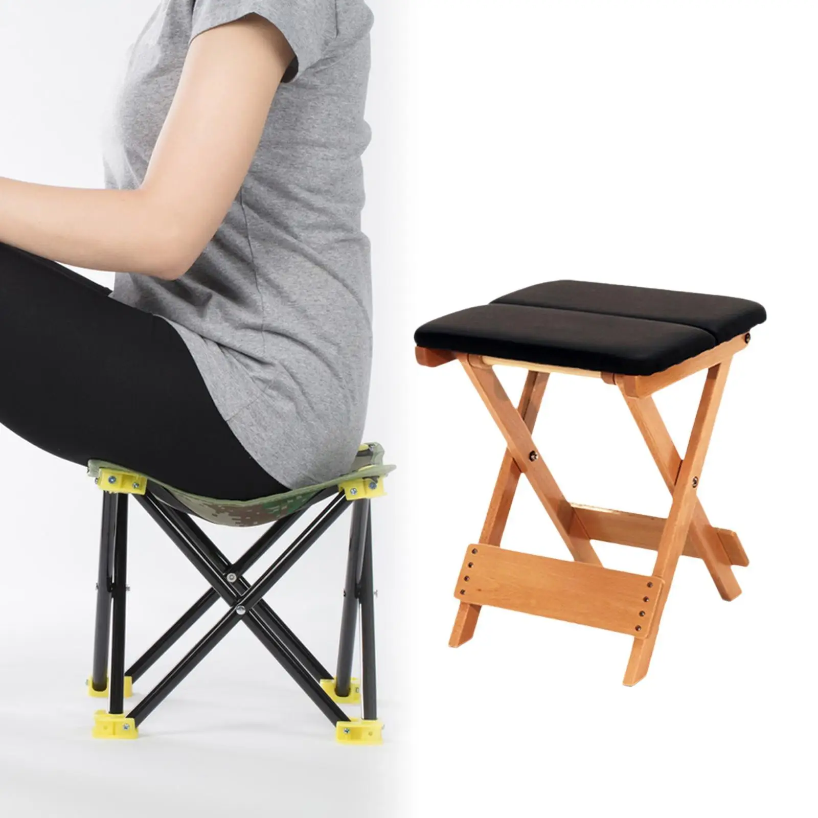 Foldable Stool Foot Stool Foldable Accessories Wooden Wood Folding Stool Footrest Stool for Household Bedroom Fishing Outdoor