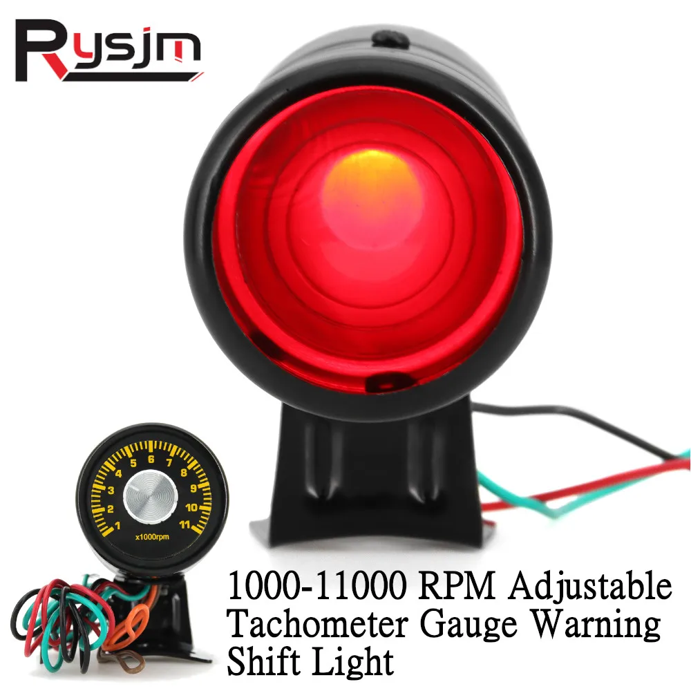 Red LED Lamp Universal 1000-11000 RPM Adjustable Tachometer Gauge Warning Shift Light car meter Tacho Gauge Pro Shift Light