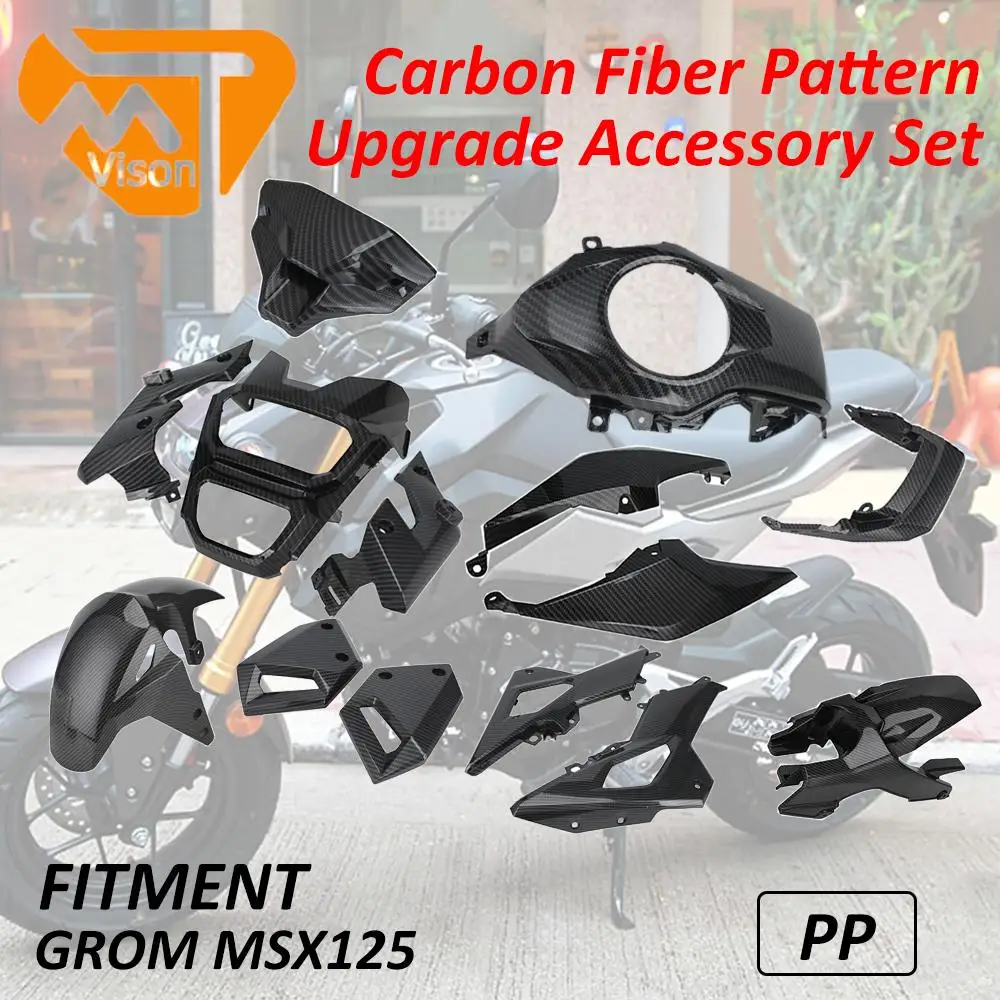 Kit de cubierta de carrocería, accesorios de motocicleta, Kit de carenado de guardabarros, Kit de marco, Panel lateral, patrón de fibra de carbono