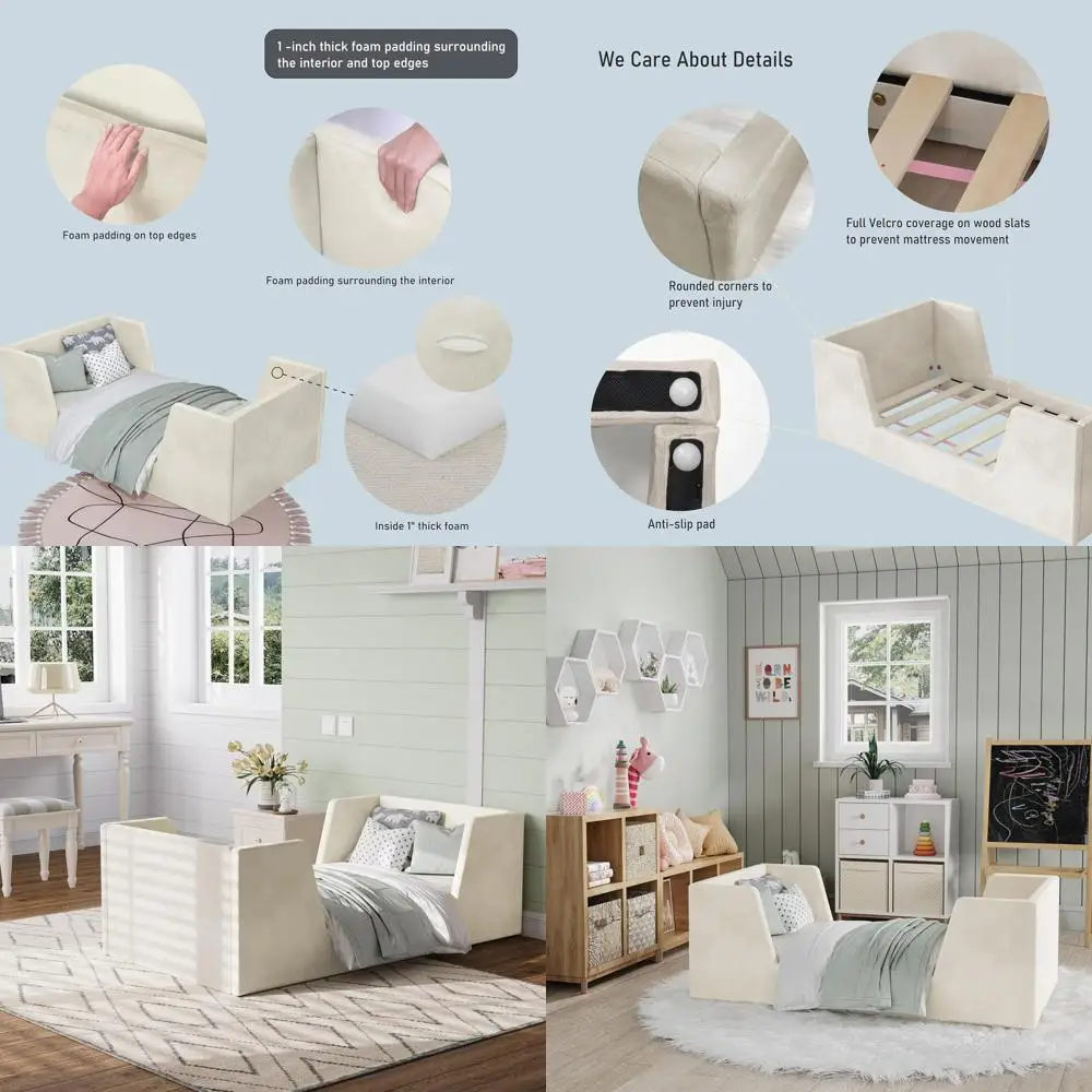 

Toddler Beds with Guard Rails, Suitable for Ages 2-6, Gender-Neutral Small Beds