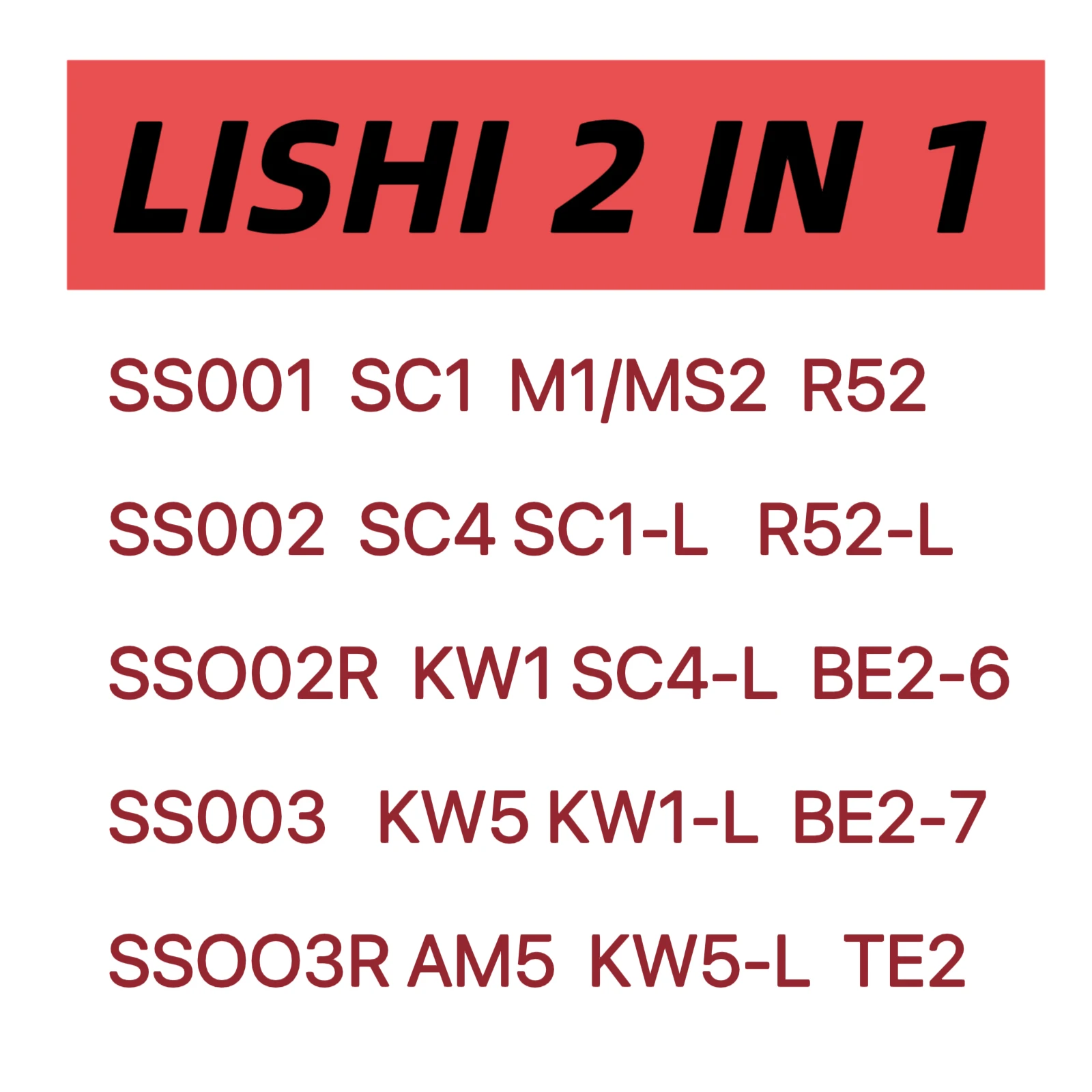 Hot Lishi 2 in 1 Tool SS001 SS002 SS002R pro R52 KW1 KW5 SC1 SC4 SC20 M1/MS2 AM5 R52L Locksmith Tools for Home Door Civil Locks