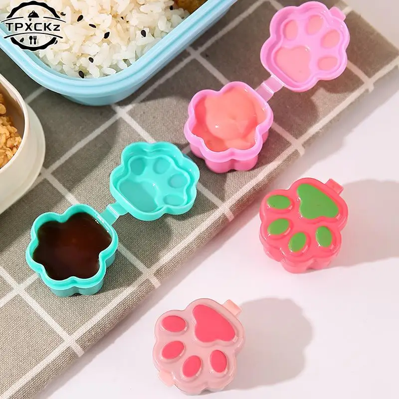 Lunch Bento Soy Sauce Box Container Cute Design Flower Paw Plastic Condiment Dispenser Mini Salad Tomato Sauce Dressing Bottle