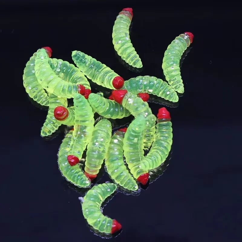 50 Stück grün/gelb künstliche Angelköder gefälschte Brotwürmer Wurm 2 cm 0,3 g künstliche Brotwurm Fischköder