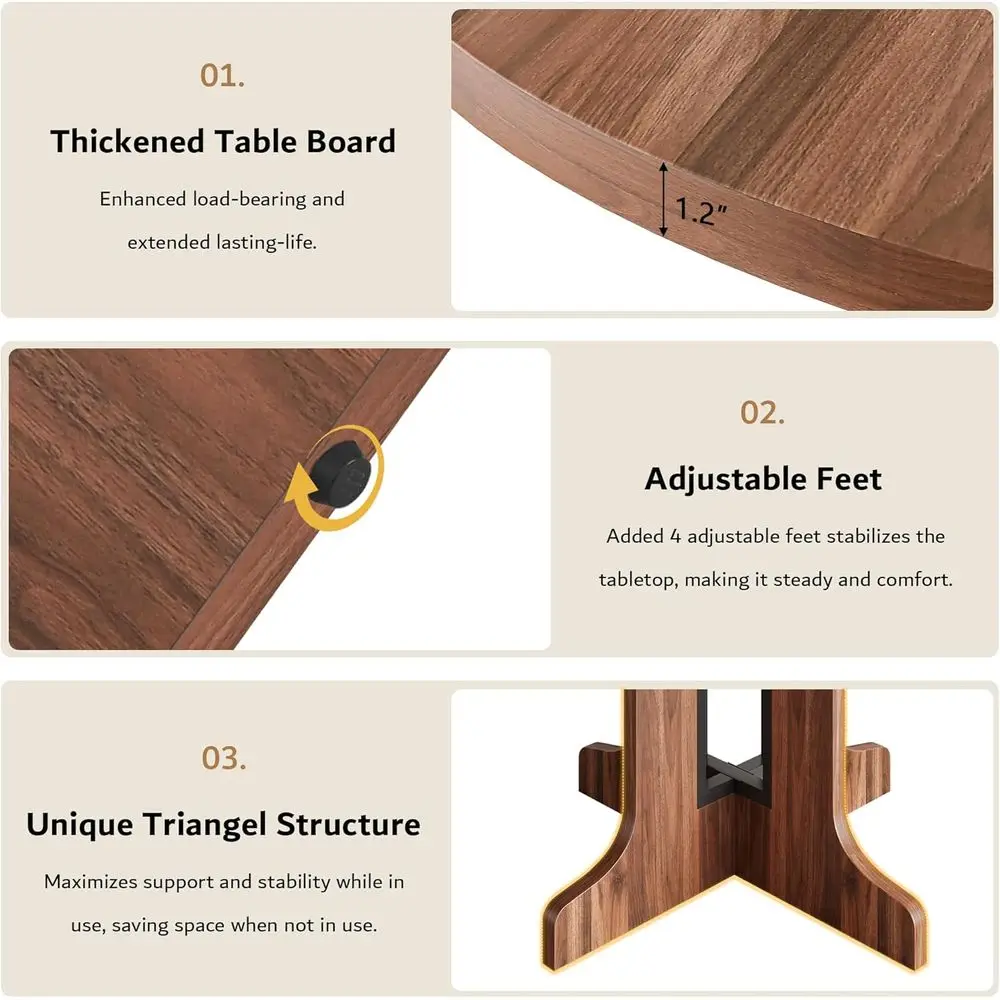 Table de salle à manger extensible ovale en noyer pour 4-6, table de cuisine moderne avec base sur pied, assemblage facile