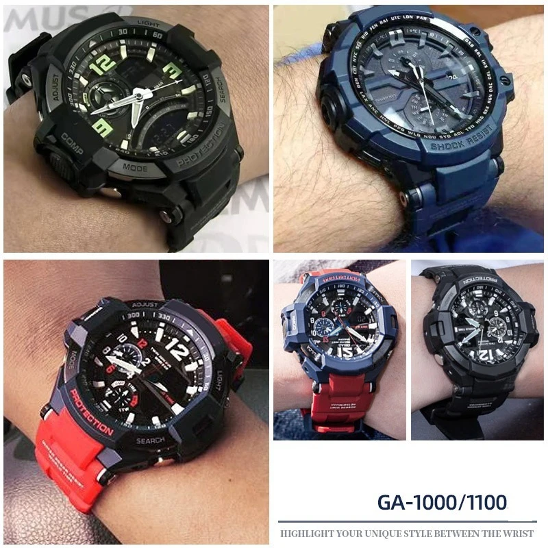 Silicone Rubber strap For Casio G-SHOCK GA1000 GA1100 GW4000 G1400 GW-A1000/1100 Series Waterproof Watchband Men\'s Accessories