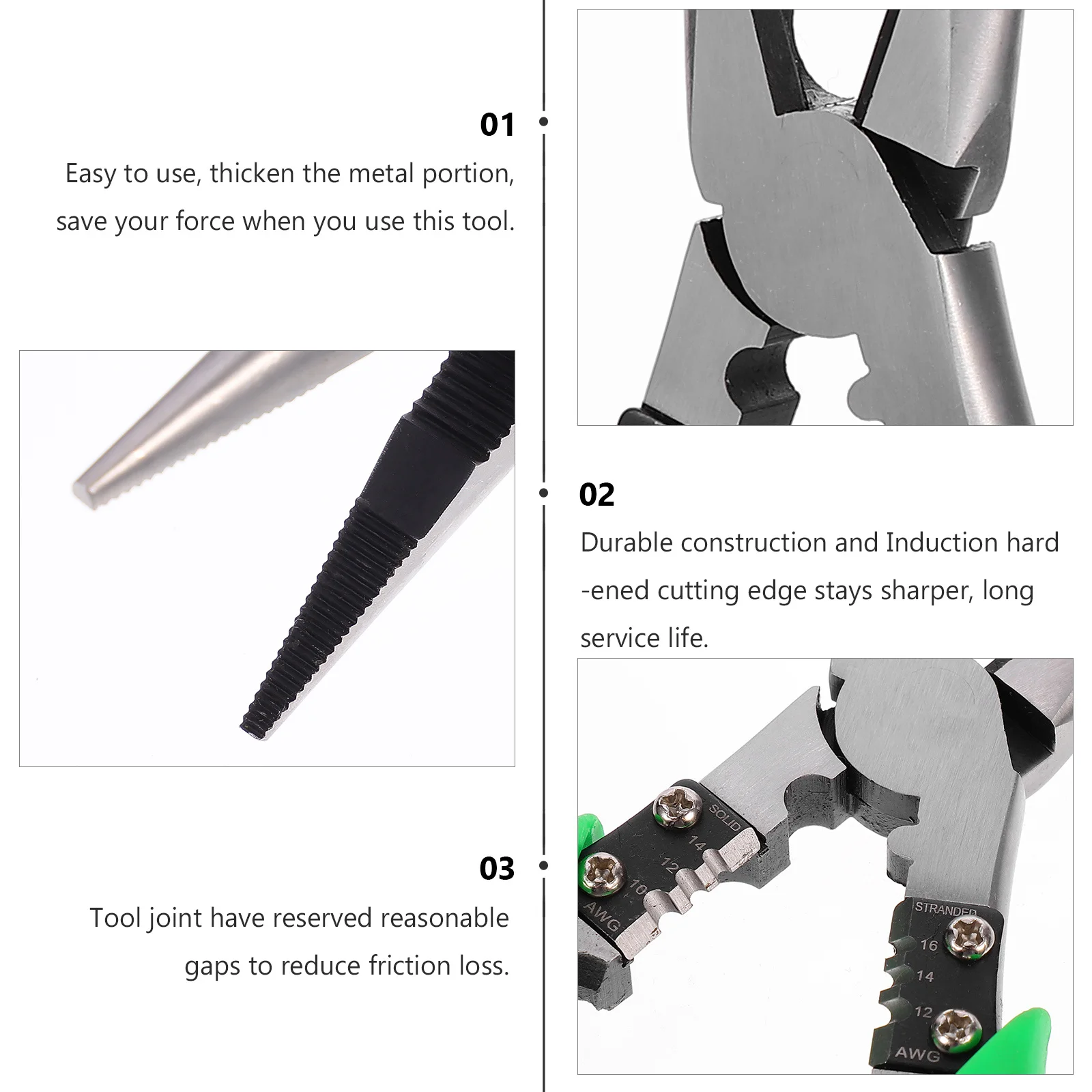 

1pc Durable Multi-Functional Ergonomic Wire Stripper Cutter Thickened Metal Pliers Reduced Friction Outdoor Small Tool