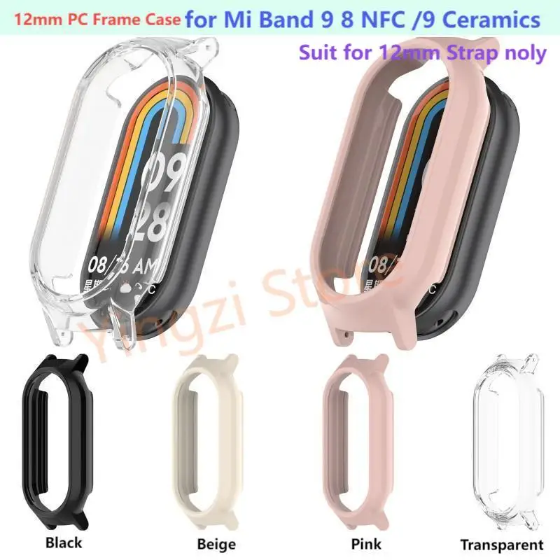 12mm Width PC Hollow Case  for Xiaomi Mi Band10 9 9NFC 8 8NFC Smart Watch Bumper Protective Shell for Mi Band9 Band8 Accessorie
