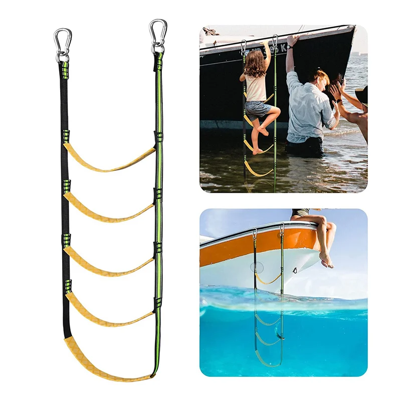 5 Step Boat Rope Ladder,Boat Rope Ladder Extension,Assist Boat Folding Ladder,Swim Ladder for Sailboat ,Kayak,Blue