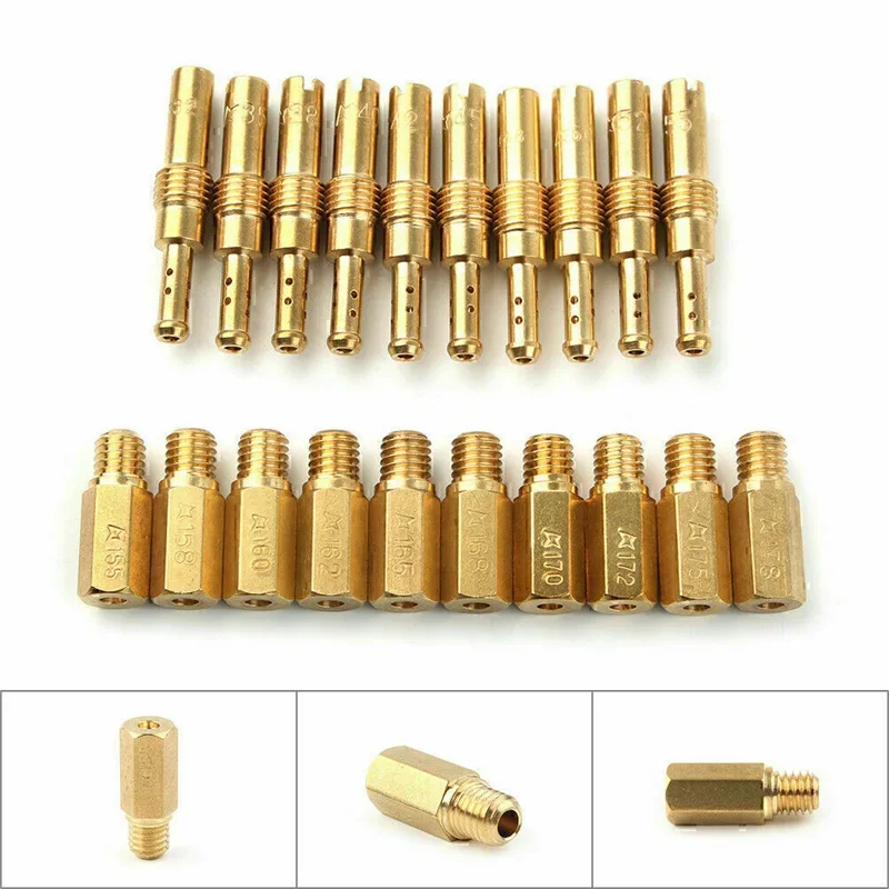 10Pcs Carburetor Main Jet Kit #155-#178 & 10Pcs Slow/Pilot Jet #32-#55 For Keihin PWK PWM PE PD FCR-MX CVK Motorcycle Carburetor