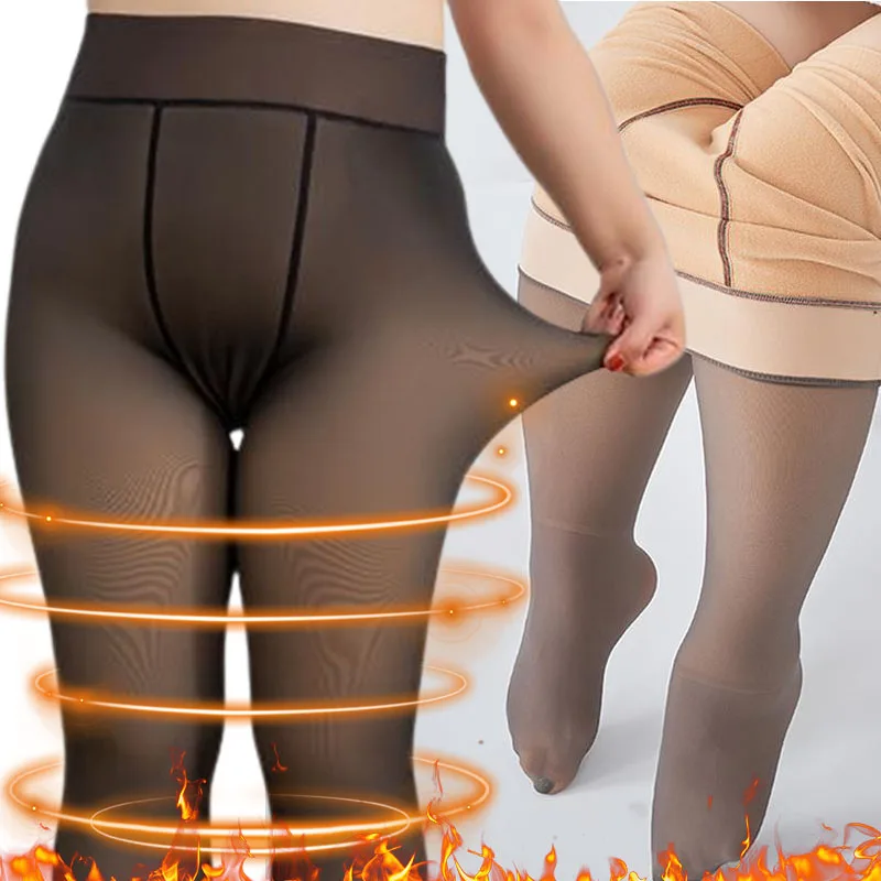 Autumn Winter Warm Pantyhose Women Sock Pants Fake Stockings Panty Skin Effect Thin Translucent Tights No-Lined Leggings nylon