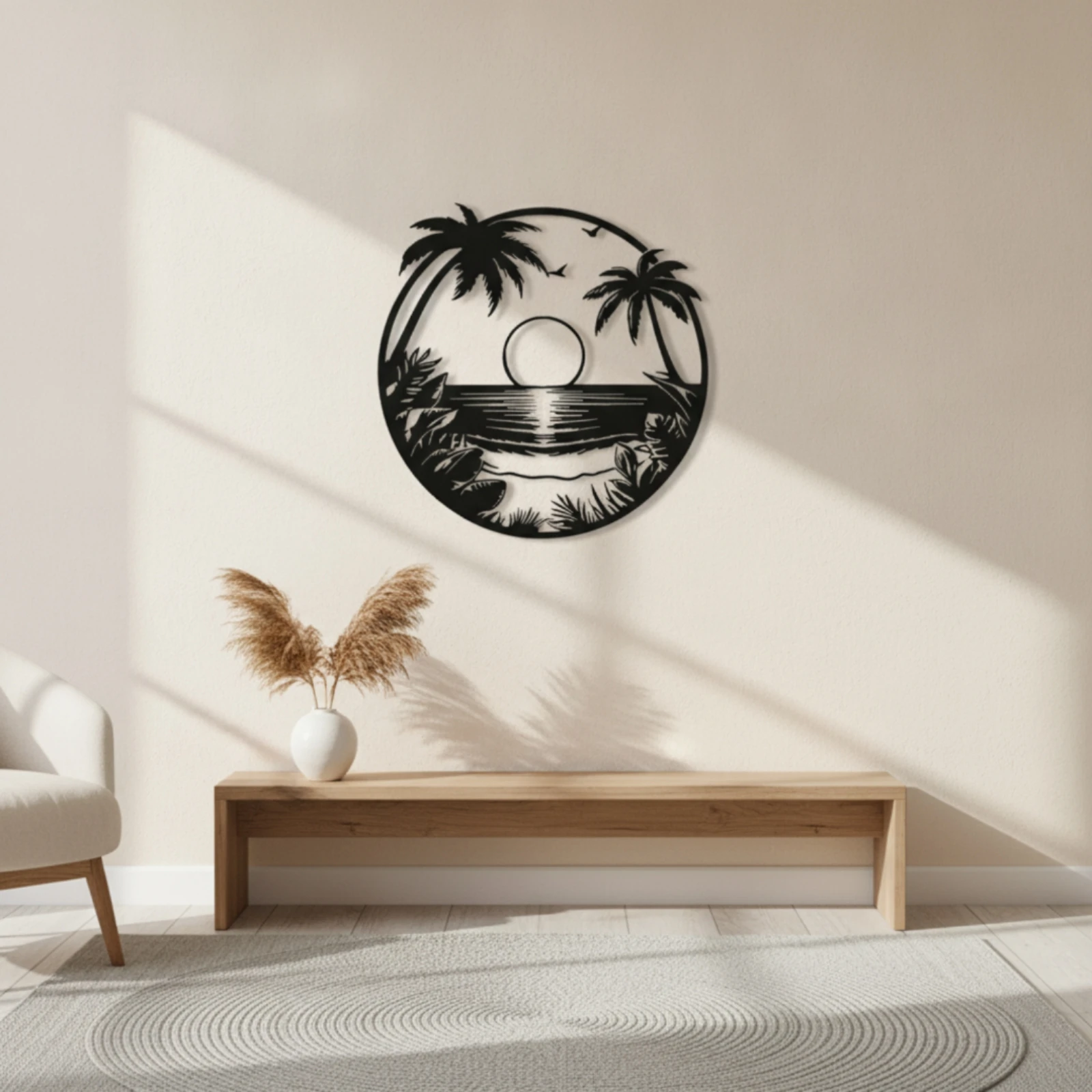 Metal Wall Art Black Silhouette Wall Decor Cutout Modern for Living Room, Bedroom