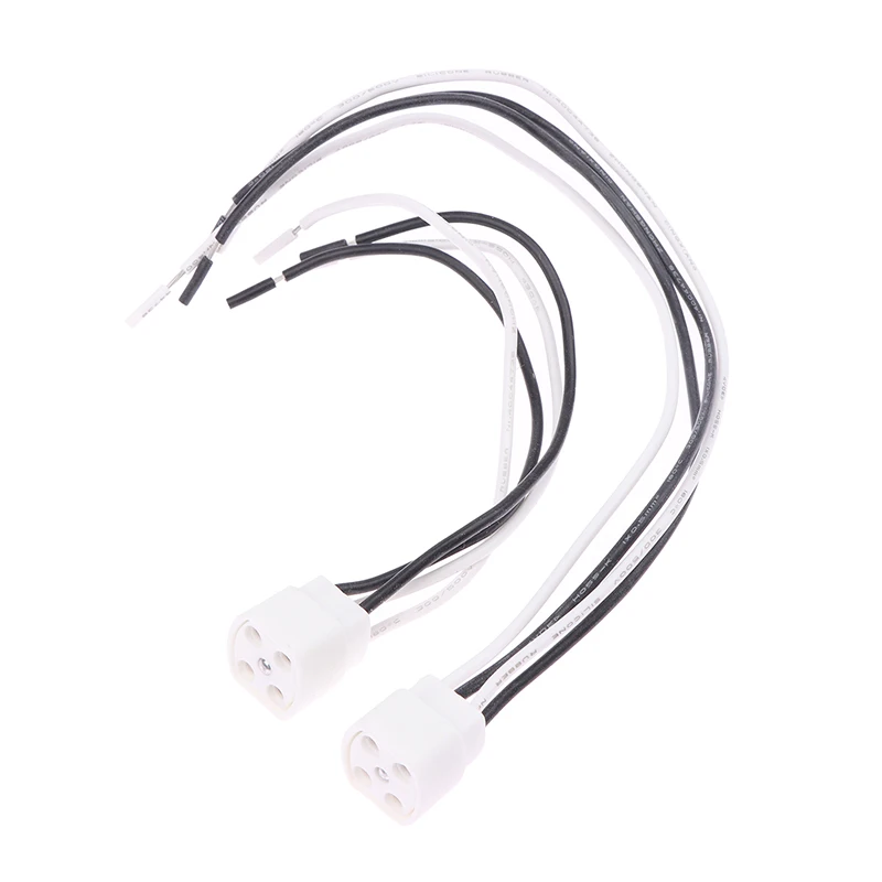 G10Q Ceramic Lamp Holder With 15cm/25cm Cable Ring Lamp Plug 4Pins Lamp Base Insulating Tube Ultraviolet Light Lamp Base