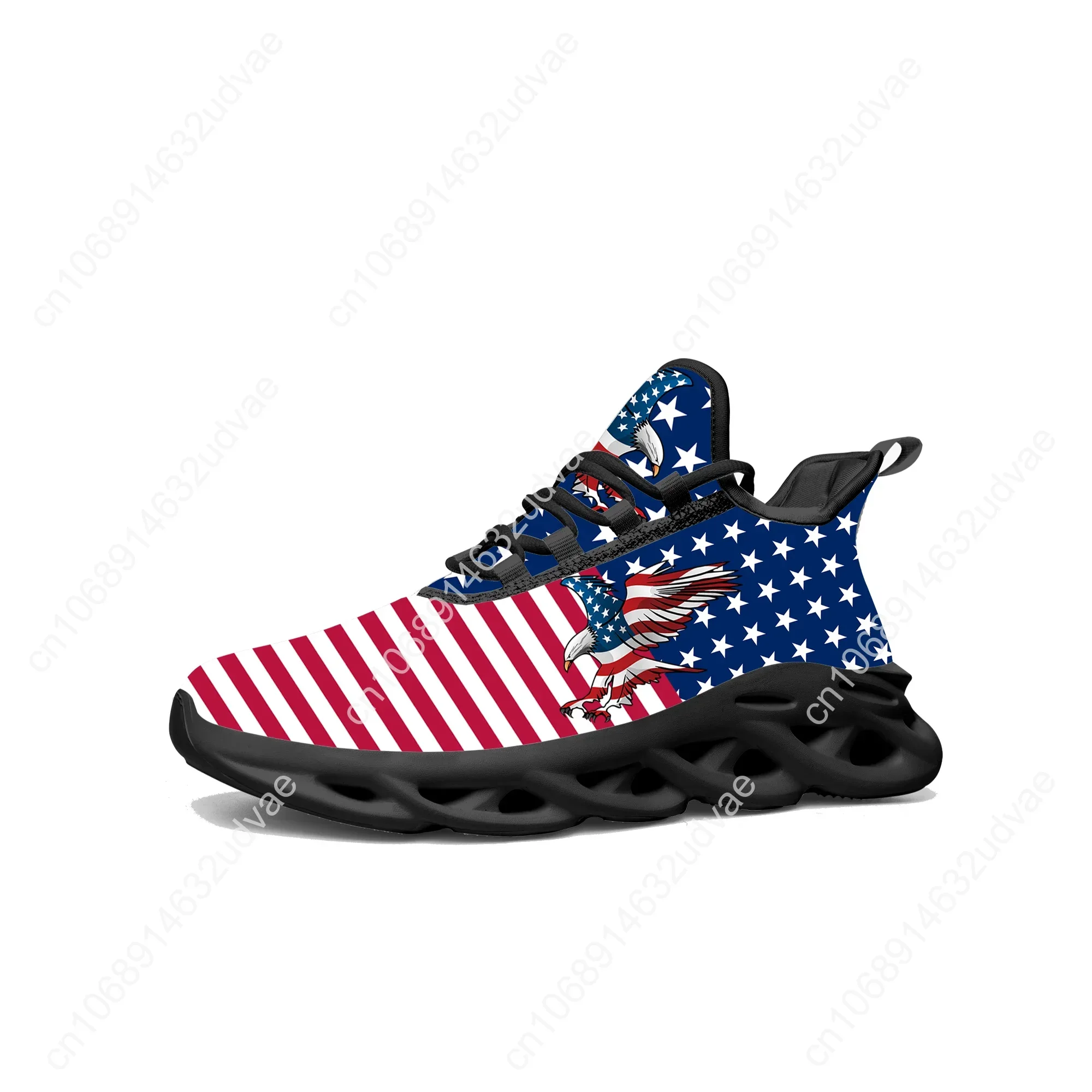 USA Flag America Red Blue White Shoes Flats Sneakers Mens Womens Sports Running Sneaker Lace Up Mesh Footwear Custom Made Shoe