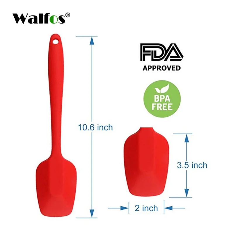 

WALFOS 21/28cm Long Handle Silicone Cream Butter Cake Spatula Mixing Batter Baking Scraper Brush Dough Mixer Kitchen Accessories