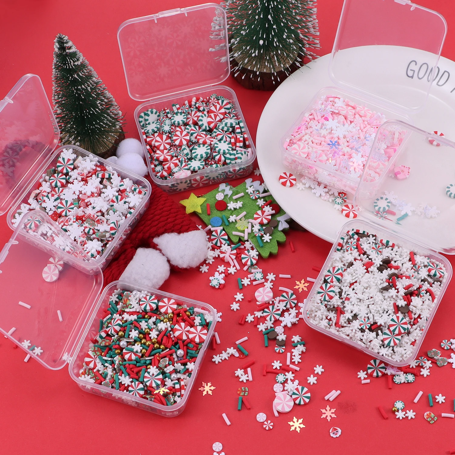 40g Christmas Polymer Clay Slices Epoxy Resin Filler Cute Snowflake Holiday Slime Materials DIY Crafts Manicure Supplies