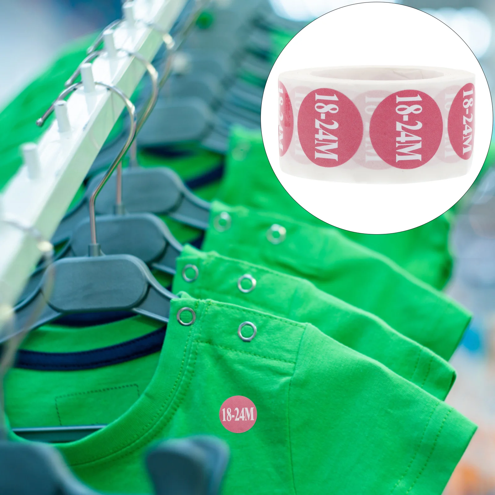 

2pcs 2 Rolls Clothing Size Sticker Paper Self-Adhesive Round Label For Clothes Safe Size Tag Folder Label